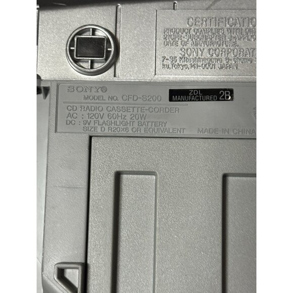 Sony Boombox CFD-S200 Portable CD Cassette Player AM FM Stereo Radio With Remote - Picture 14 of 15